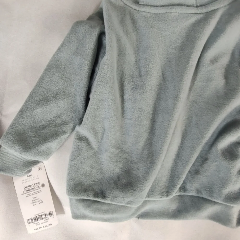 Carter's Sage Blue Kids Hoodie Zip Up Jacket 6M NWT